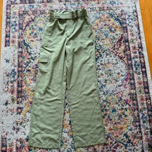 aritzia Sage Green Wide Leg Cargo super high rise Pants with Belt